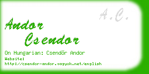 andor csendor business card